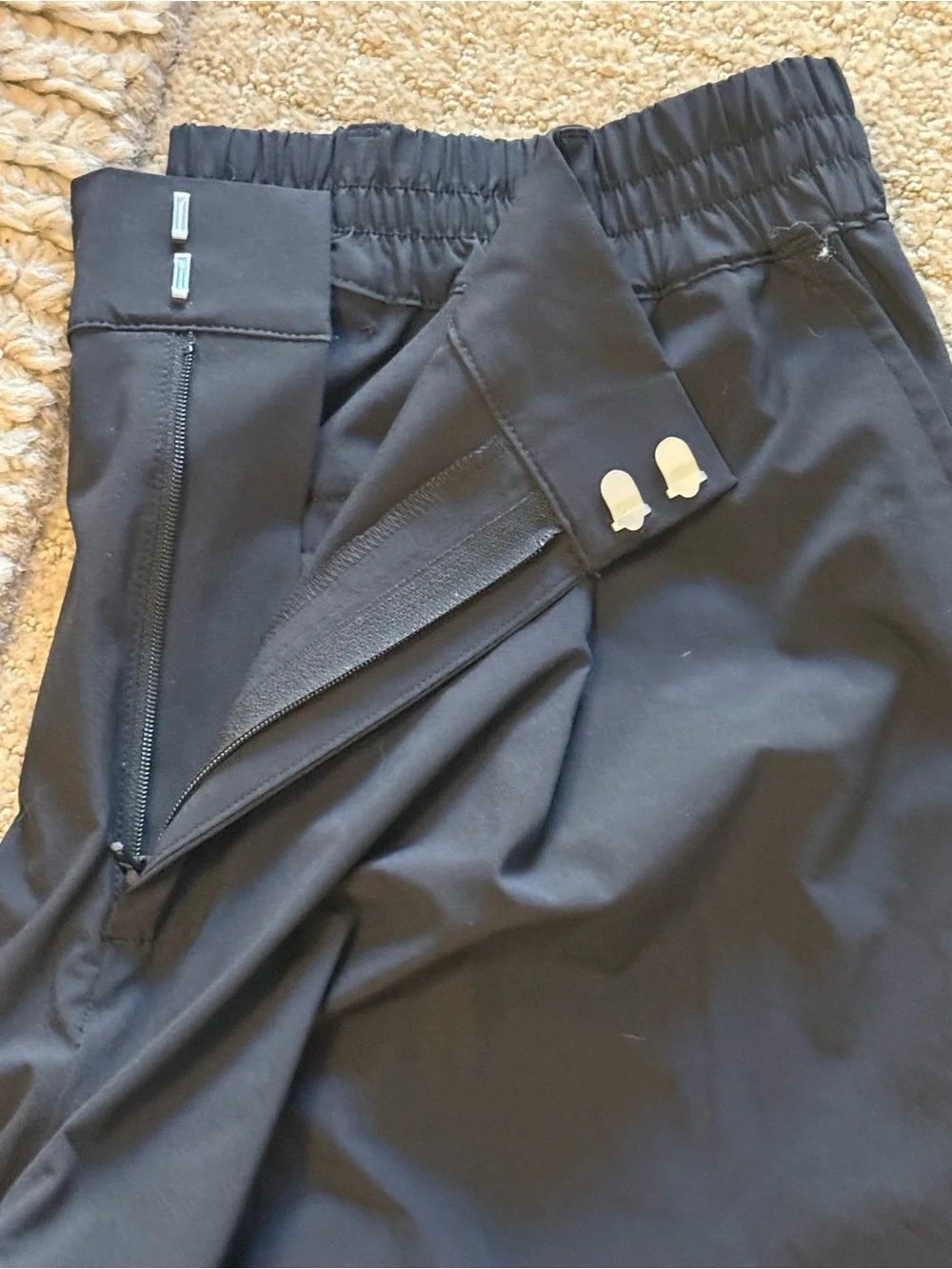 Black Wide-Leg Athletic Trouser Pants